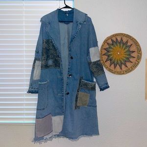 Free People denim patchwork duster oversized